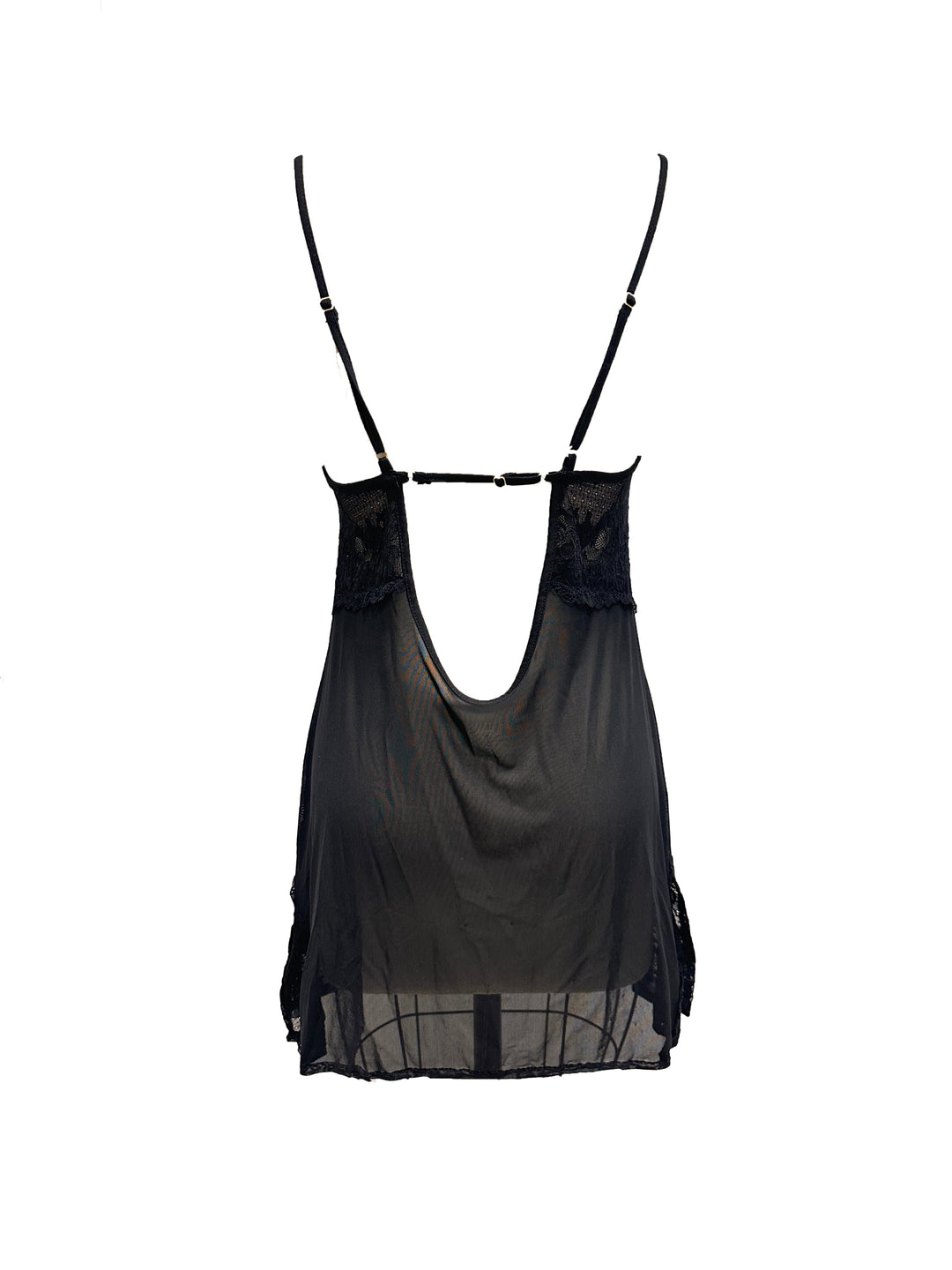 TERMINATOR LACE & MESH DRAPED FRONT NIGHTIE