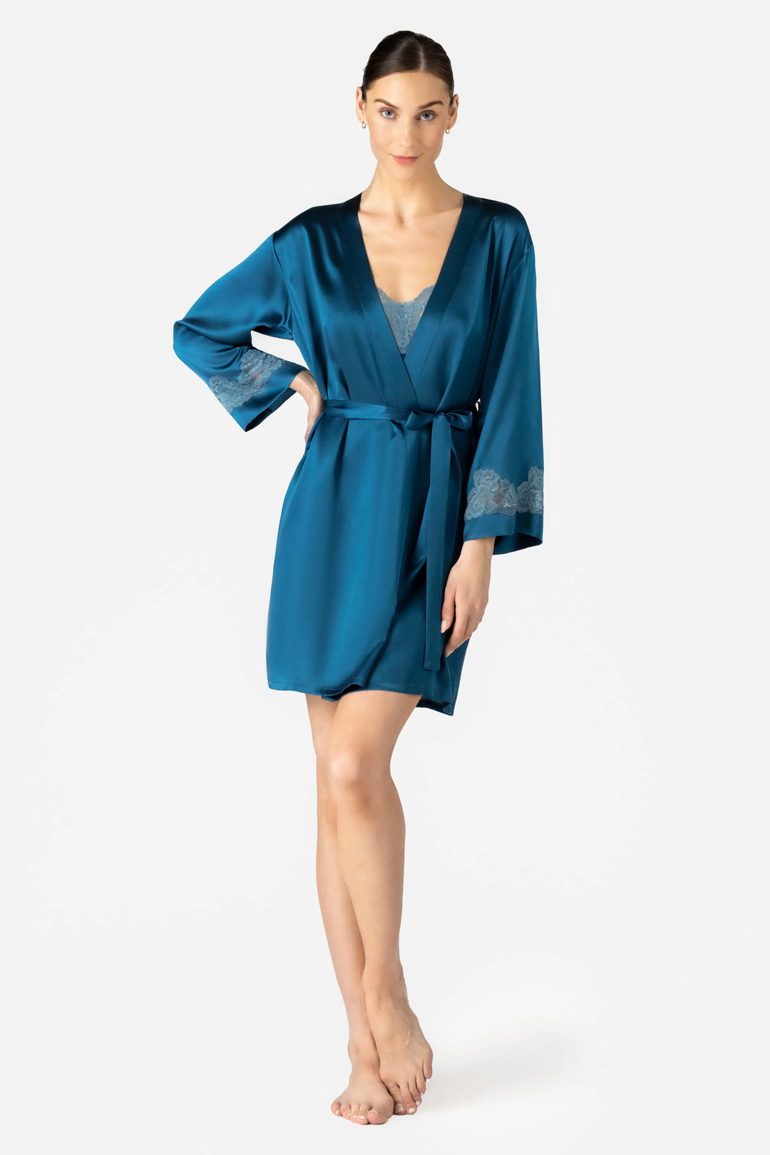 MORGAN ICONIC SHORT SILK ROBE - NEW COLORS - Expect Lace