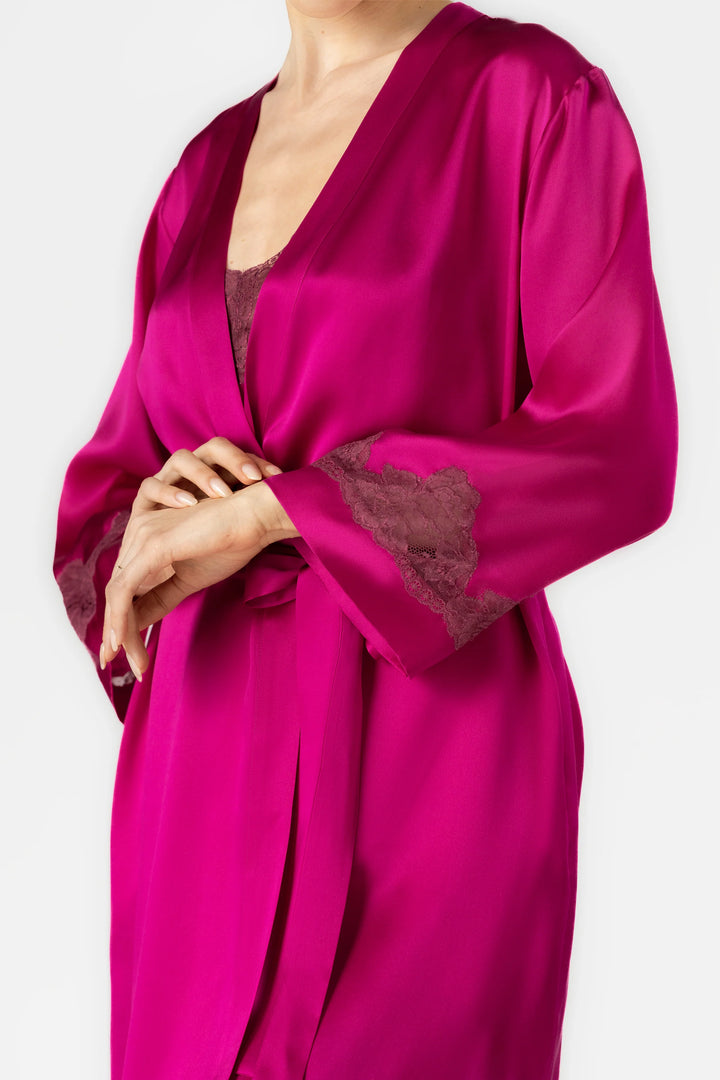 MORGAN ICONIC SHORT SILK ROBE - NEW COLORS - Expect Lace