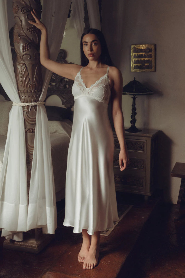 ANYA BUST SUPPORT LONG SILK GOWN - Expect Lace