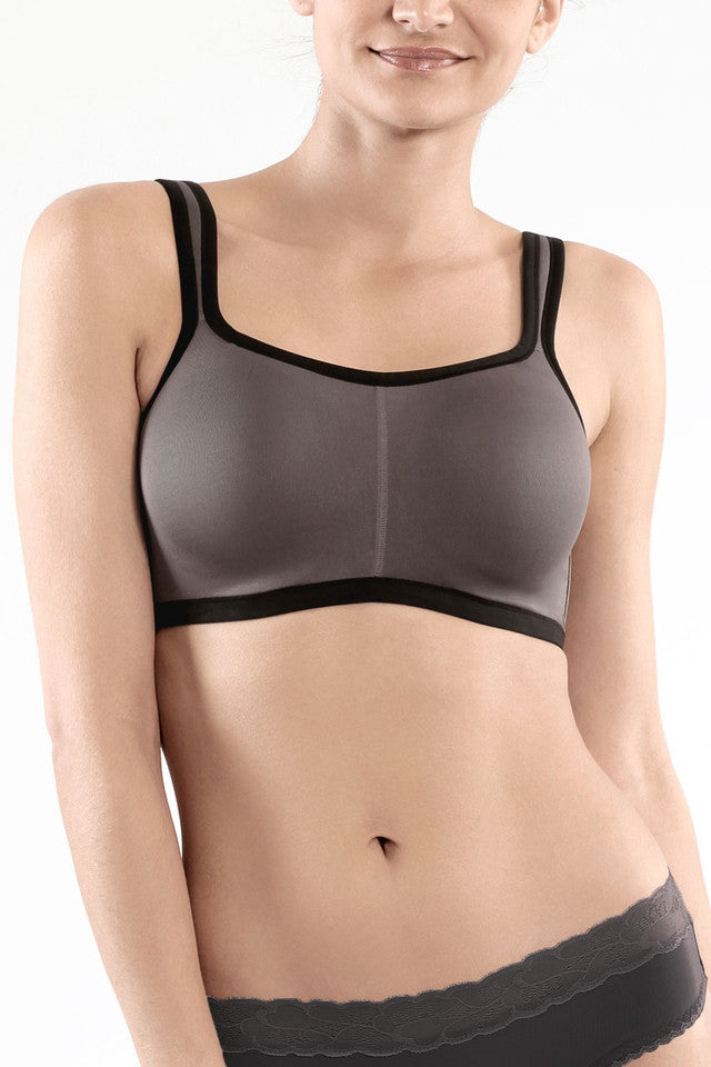 NATORI POWER YOGI SPORTS BRA IN BLACK/GREY - Expect Lace