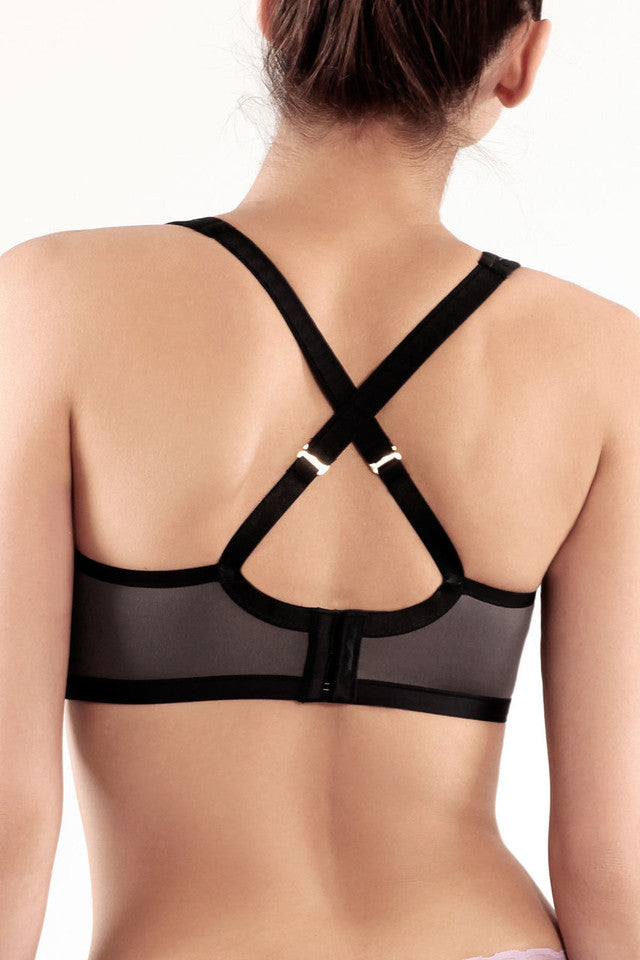 NATORI POWER YOGI SPORTS BRA IN BLACK/GREY - Expect Lace