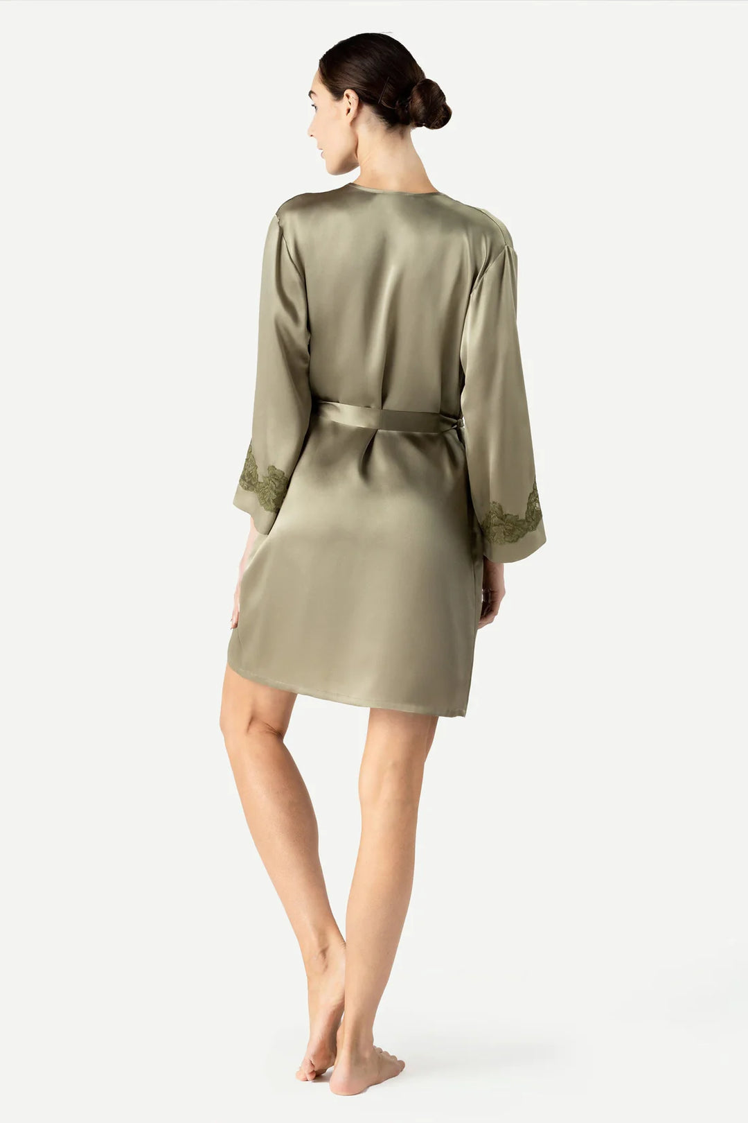 MORGAN ICONIC SHORT SILK ROBE - Expect Lace