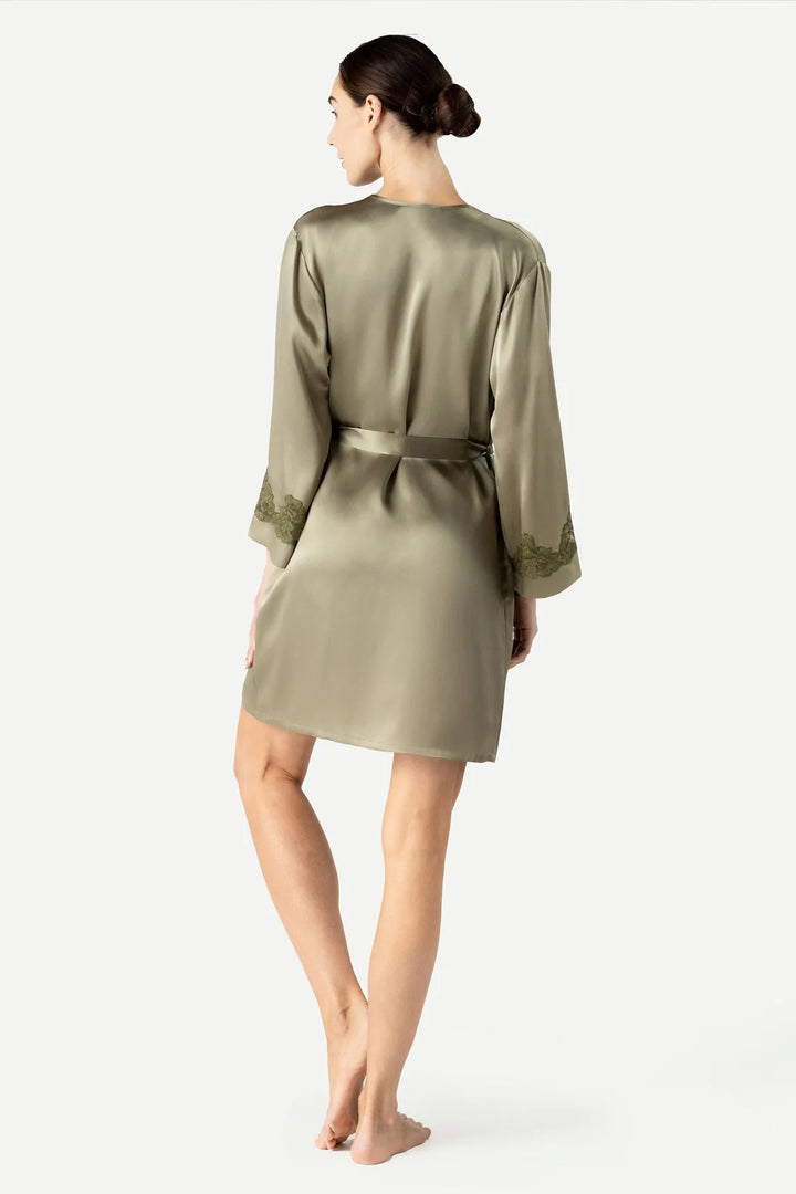 MORGAN ICONIC SHORT SILK ROBE - Expect Lace