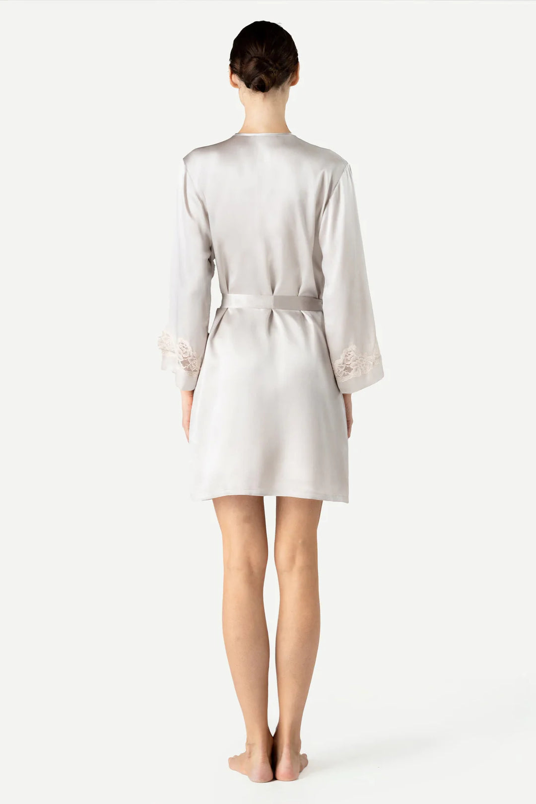 MORGAN ICONIC SHORT SILK ROBE - Expect Lace