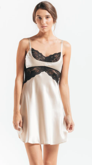 MORGAN CRADLE BUST SILK CHEMISE - Expect Lace