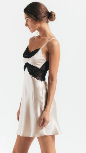 MORGAN CRADLE BUST SILK CHEMISE - Expect Lace