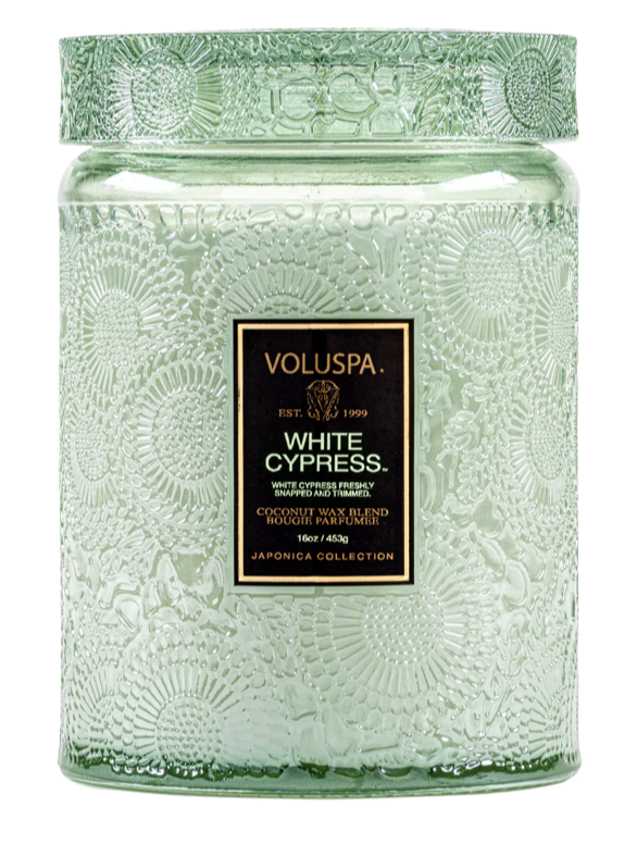 WHITE CYPRESS LARGE JAR CANDLE - Expect Lace