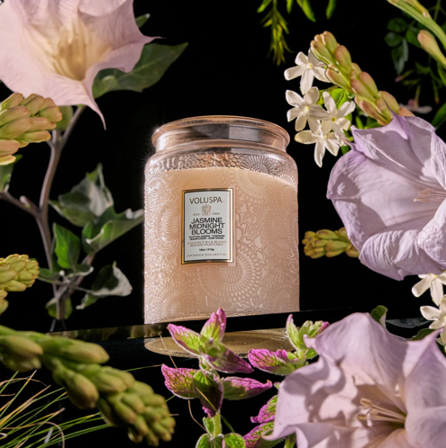 VOLUSPA JASMINE MIDNIGHT BLOOMS JAR CANDLE - Expect Lace