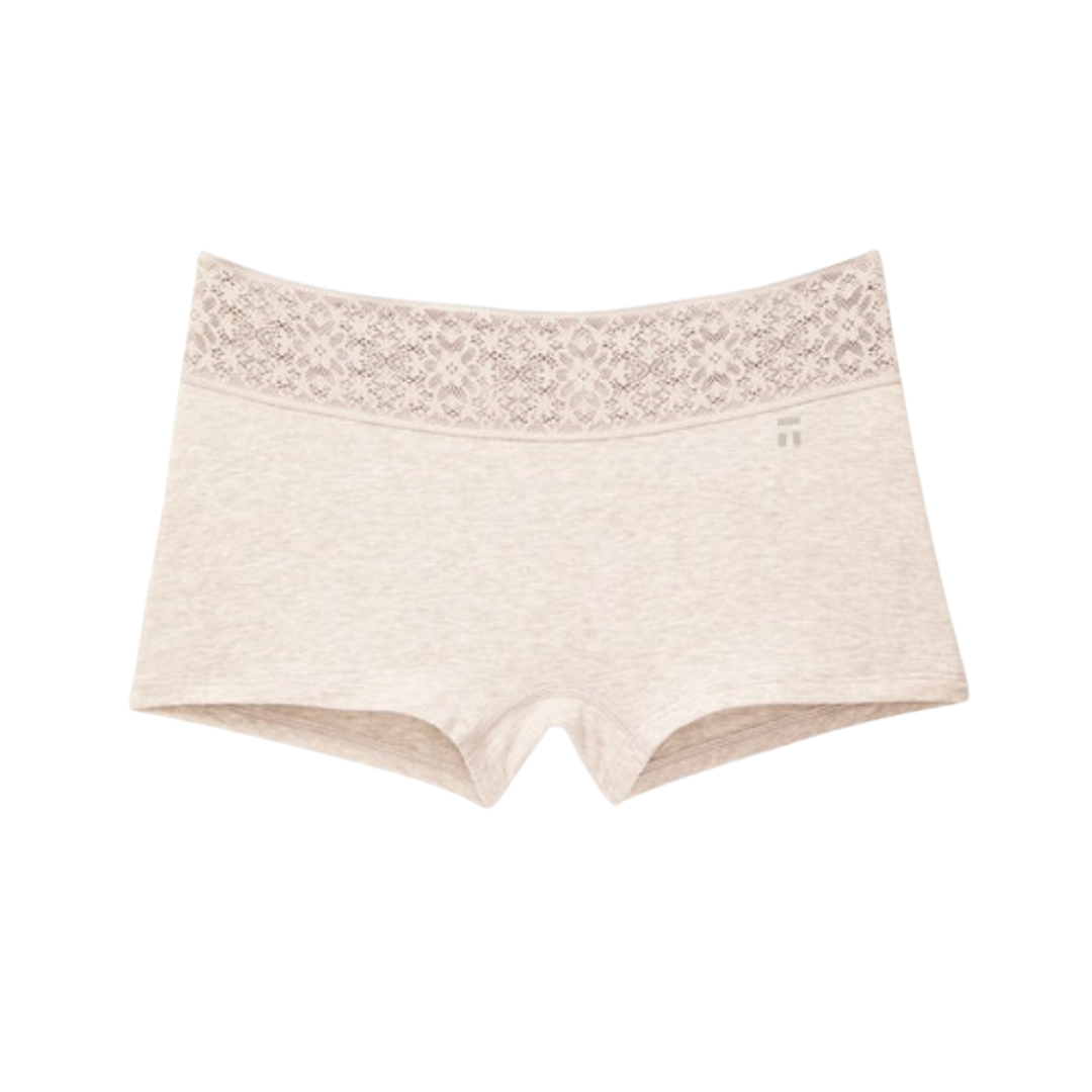 COOL COTTON LACE WAISTBAND HEATHER BOYSHORT - Expect Lace