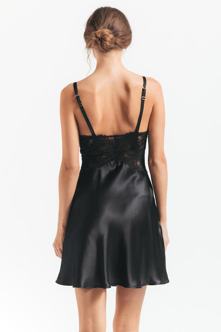 MORGAN CRADLE BUST SILK CHEMISE - Expect Lace