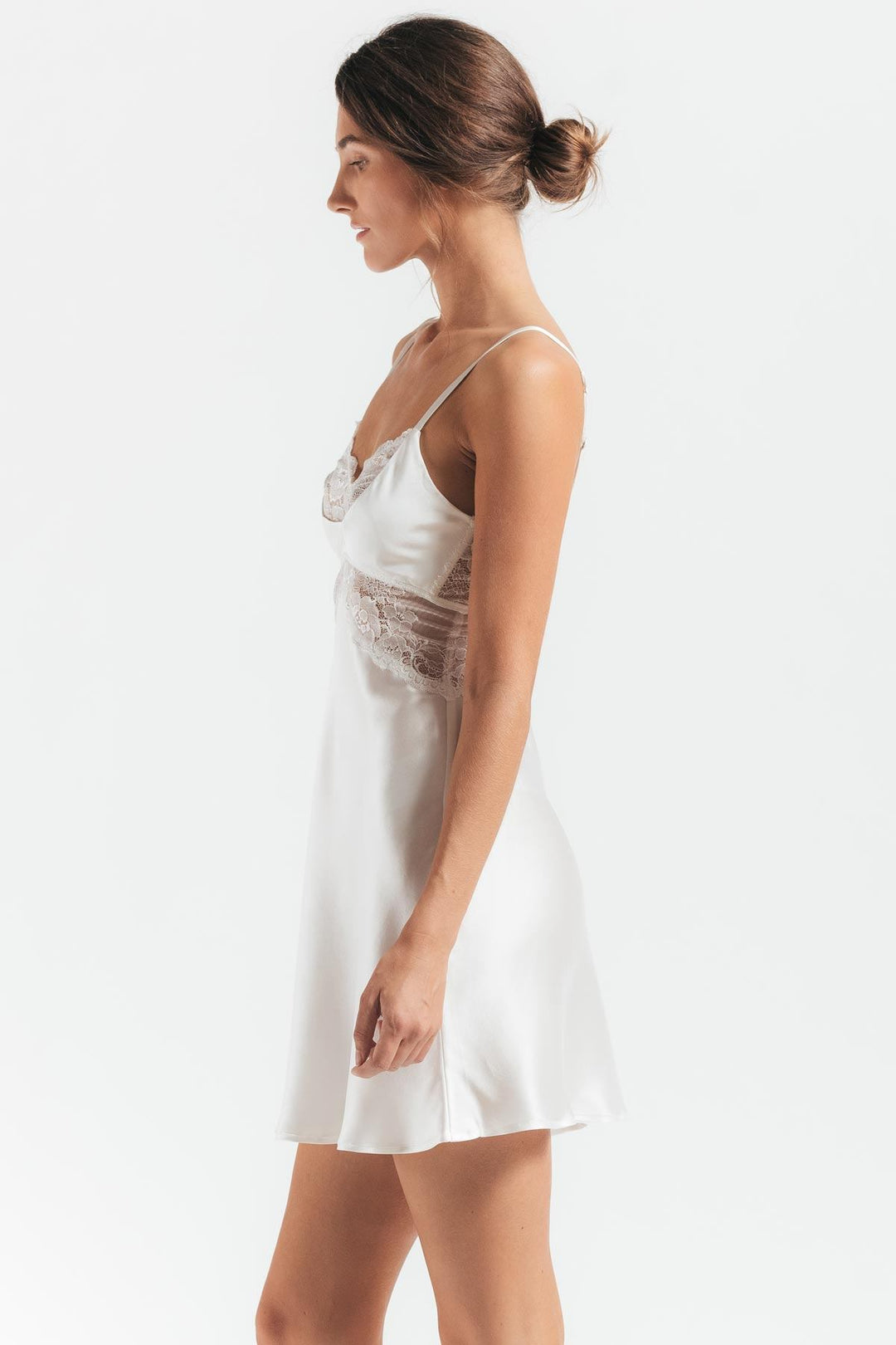MORGAN CRADLE BUST SILK CHEMISE - Expect Lace