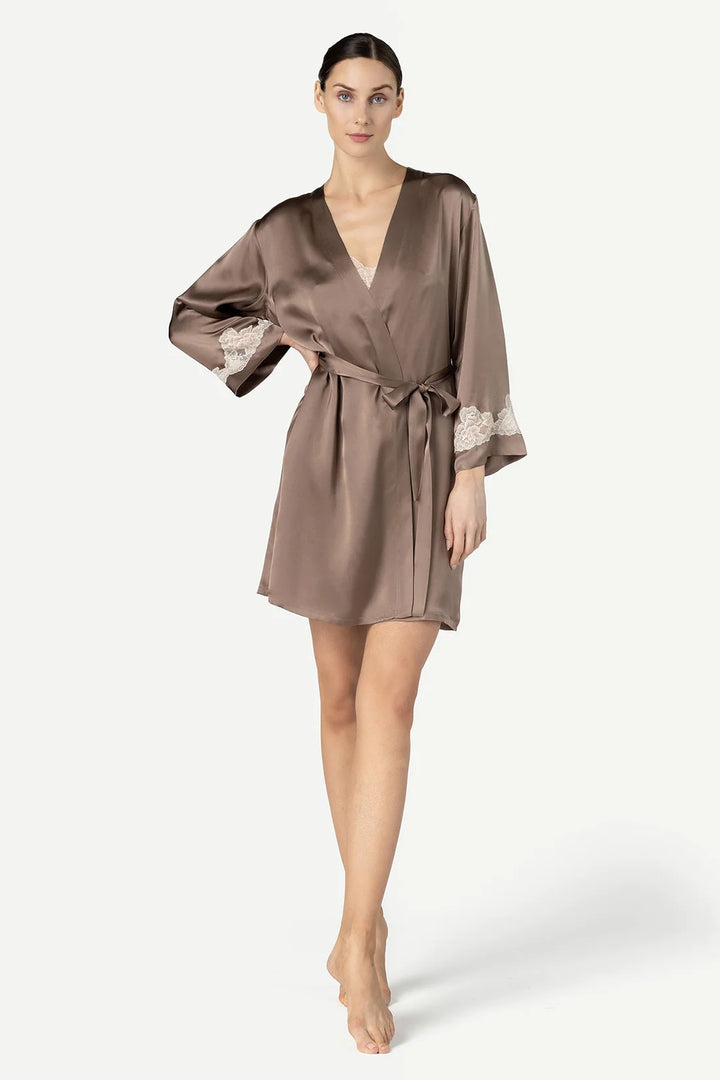 MORGAN ICONIC SHORT SILK ROBE - Expect Lace