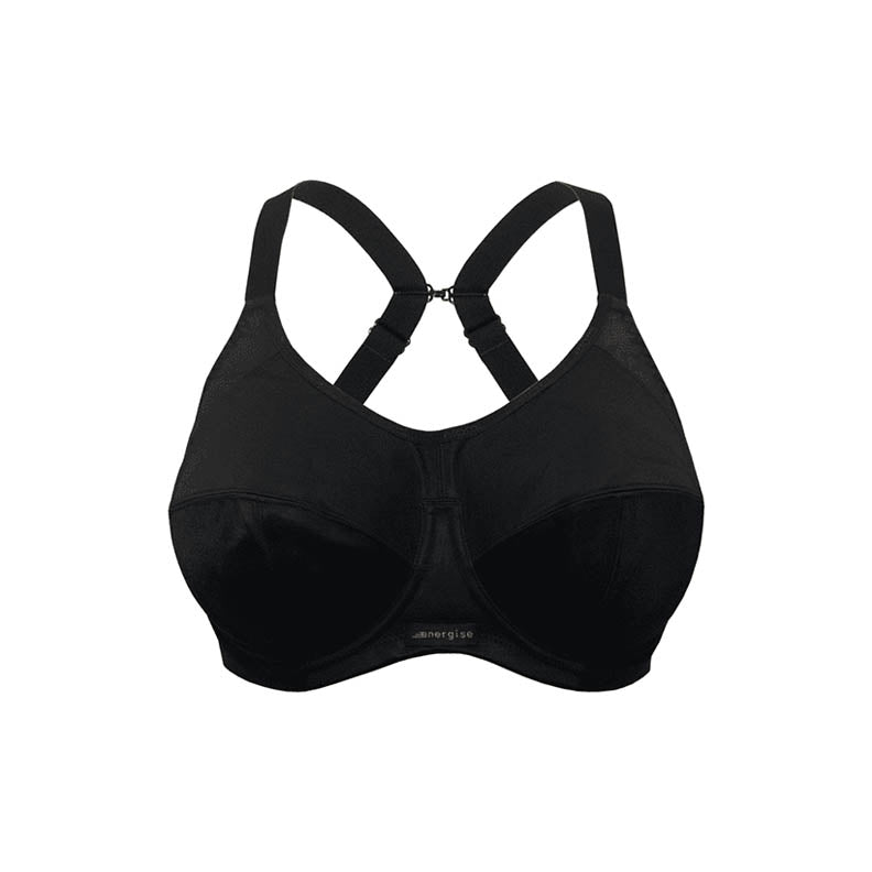 Elomi Womens Energise Underwire Sports Bra with J Hook, 36H, Black