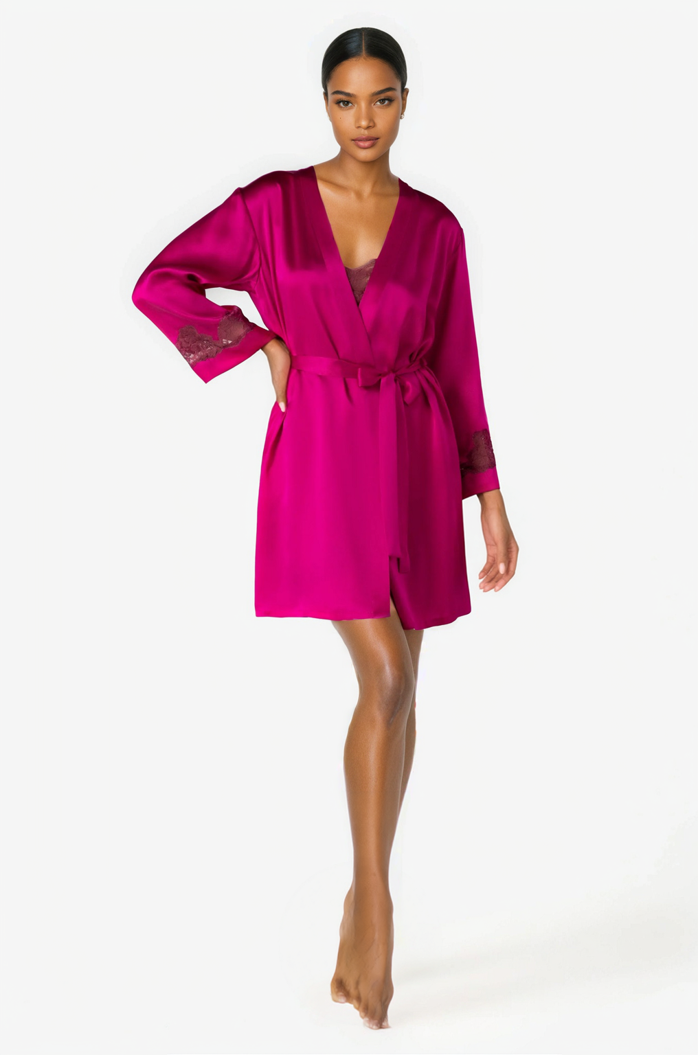 MORGAN ICONIC SHORT SILK ROBE - NEW COLORS - Expect Lace