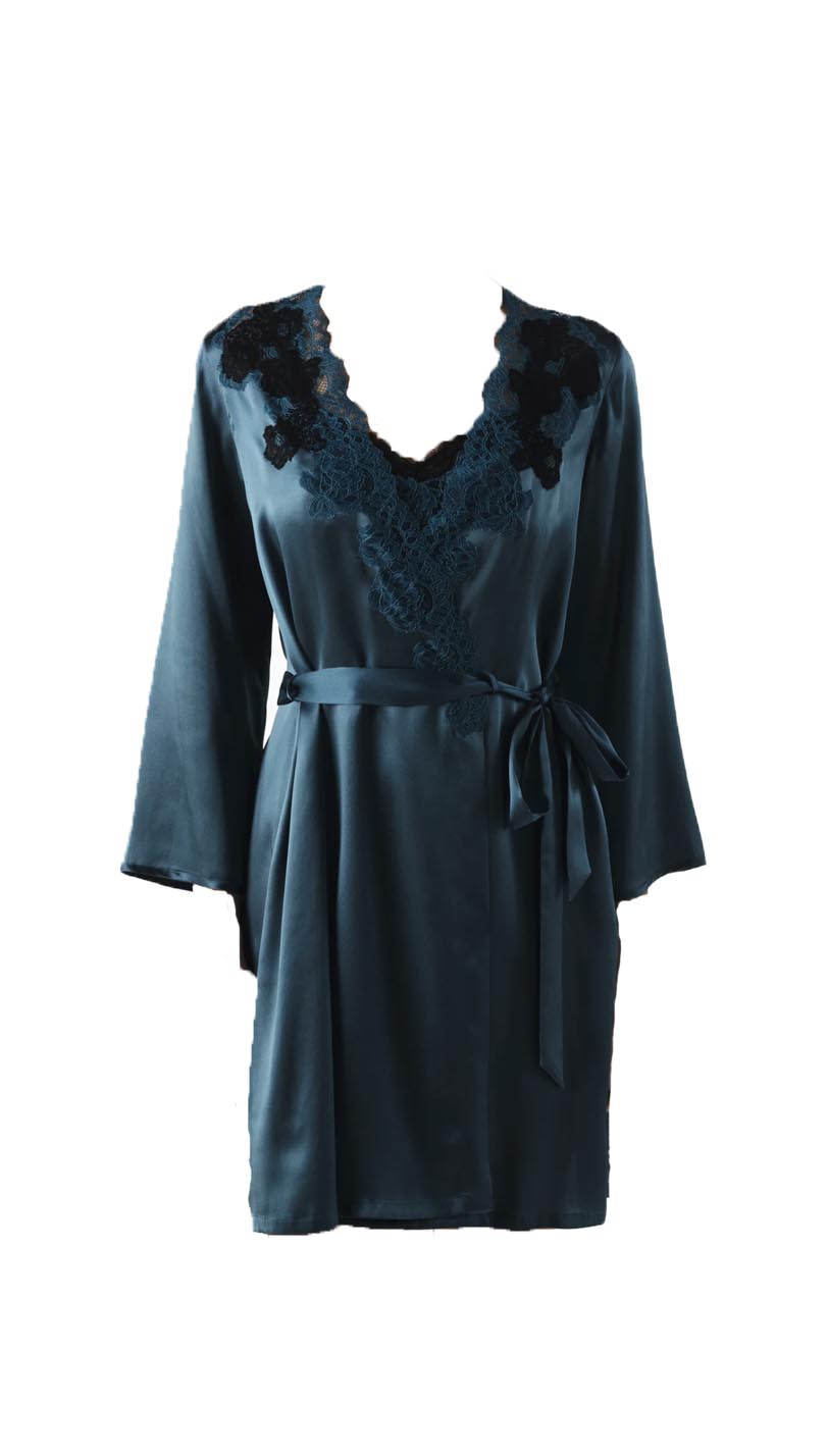 MIREILLE TWILIGHT SHORT SILK ROBE