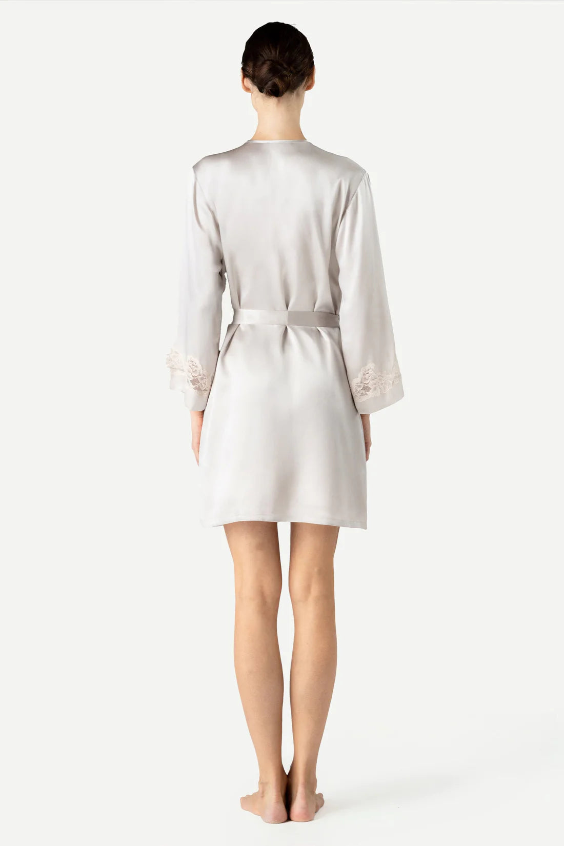 MORGAN ICONIC SHORT SILK ROBE - Expect Lace