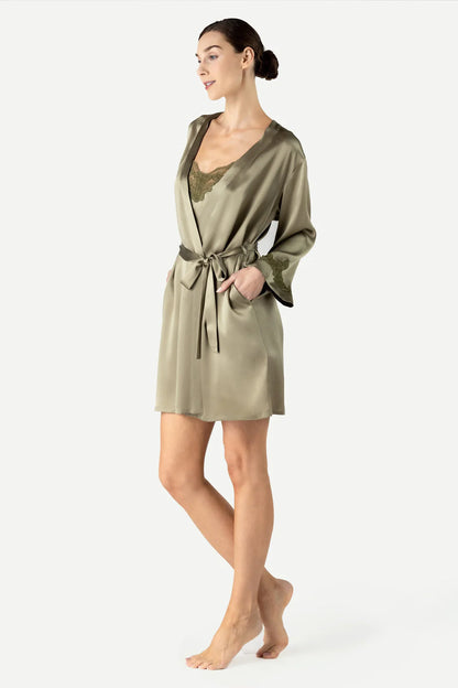 MORGAN ICONIC SHORT SILK ROBE - Expect Lace