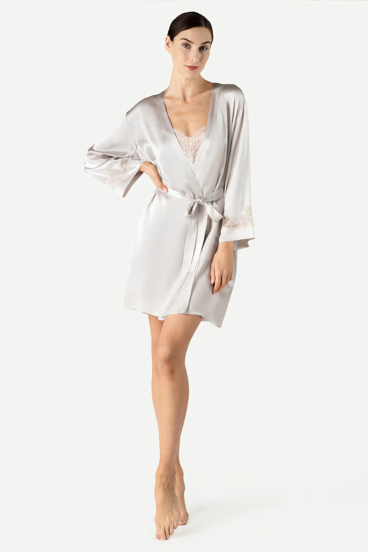 MORGAN ICONIC SHORT SILK ROBE - Expect Lace