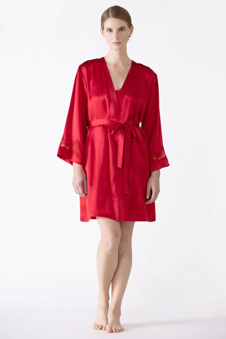 MORGAN ICONIC SHORT SILK ROBE - Expect Lace