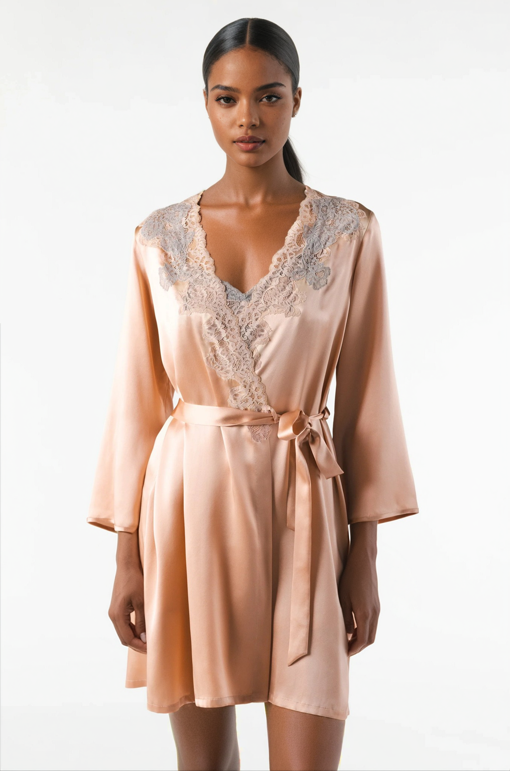 MIREILLE TWILIGHT SHORT SILK ROBE