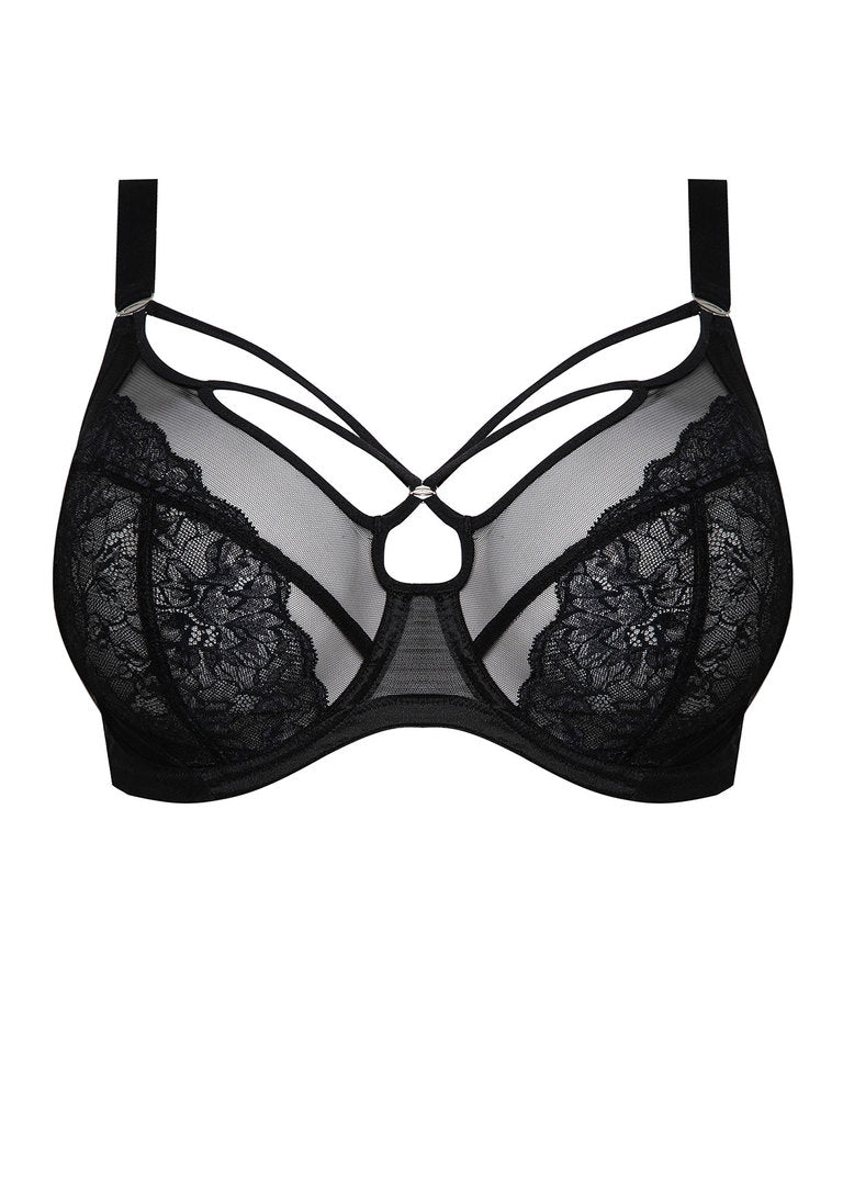BRIANNA BRA - BLACK - Expect Lace; Elomi Padded Half Cup Bra with supportive three section foam lined cup