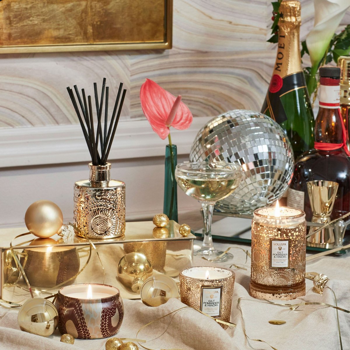 GILT POMANDER & HINOKI REED DIFFUSER - Expect Lace
