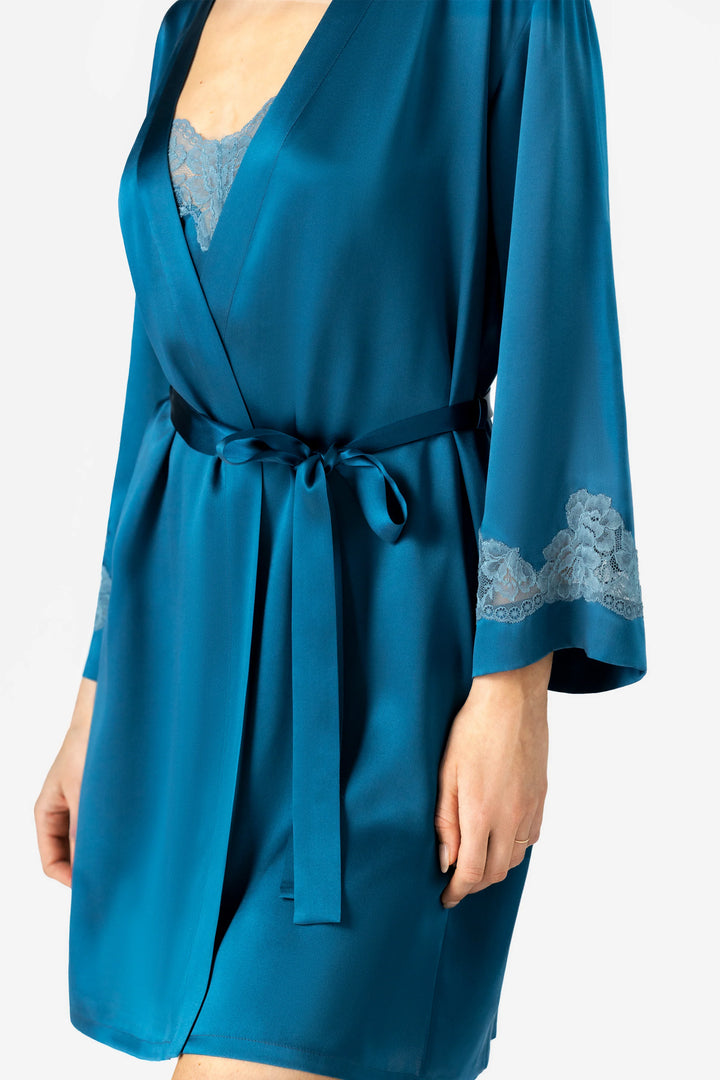 MORGAN ICONIC SHORT SILK ROBE - NEW COLORS - Expect Lace
