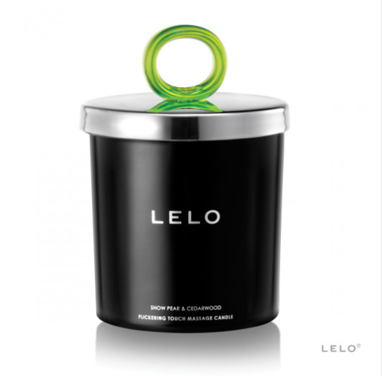 LELO FLICKERING TOUCH MASSAGE CANDLE - SNOW PEAR & CEDARWOOD - Expect Lace