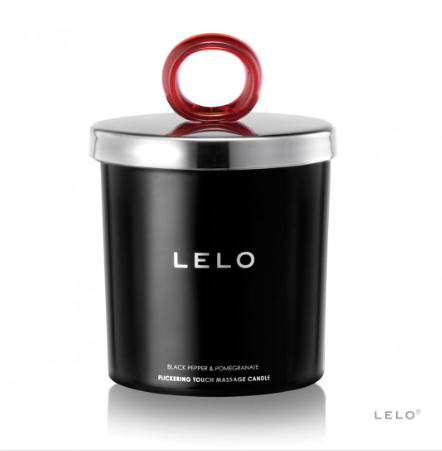 LELO FLICKERING TOUCH MASSAGE CANDLE - BLACK PEPPER & POMEGRANATE - Expect Lace