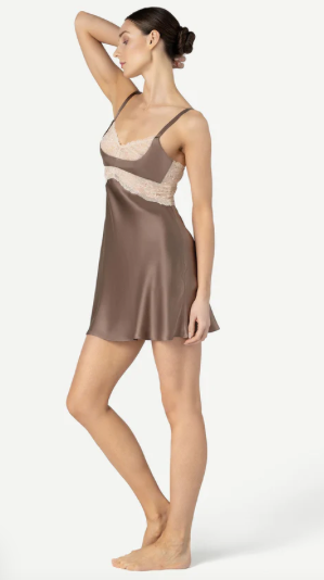 MORGAN CRADLE BUST SILK CHEMISE - Expect Lace