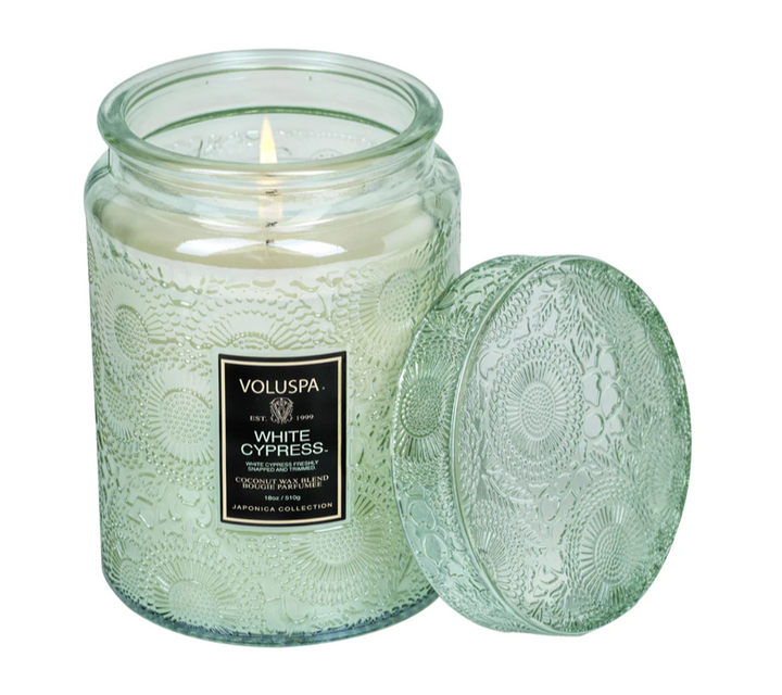 WHITE CYPRESS LARGE JAR CANDLE - Expect Lace
