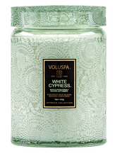 Load image into Gallery viewer, WHITE CYPRESS LARGE JAR CANDLE - Expect Lace
