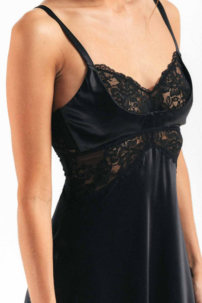 MORGAN CRADLE BUST SILK CHEMISE - Expect Lace
