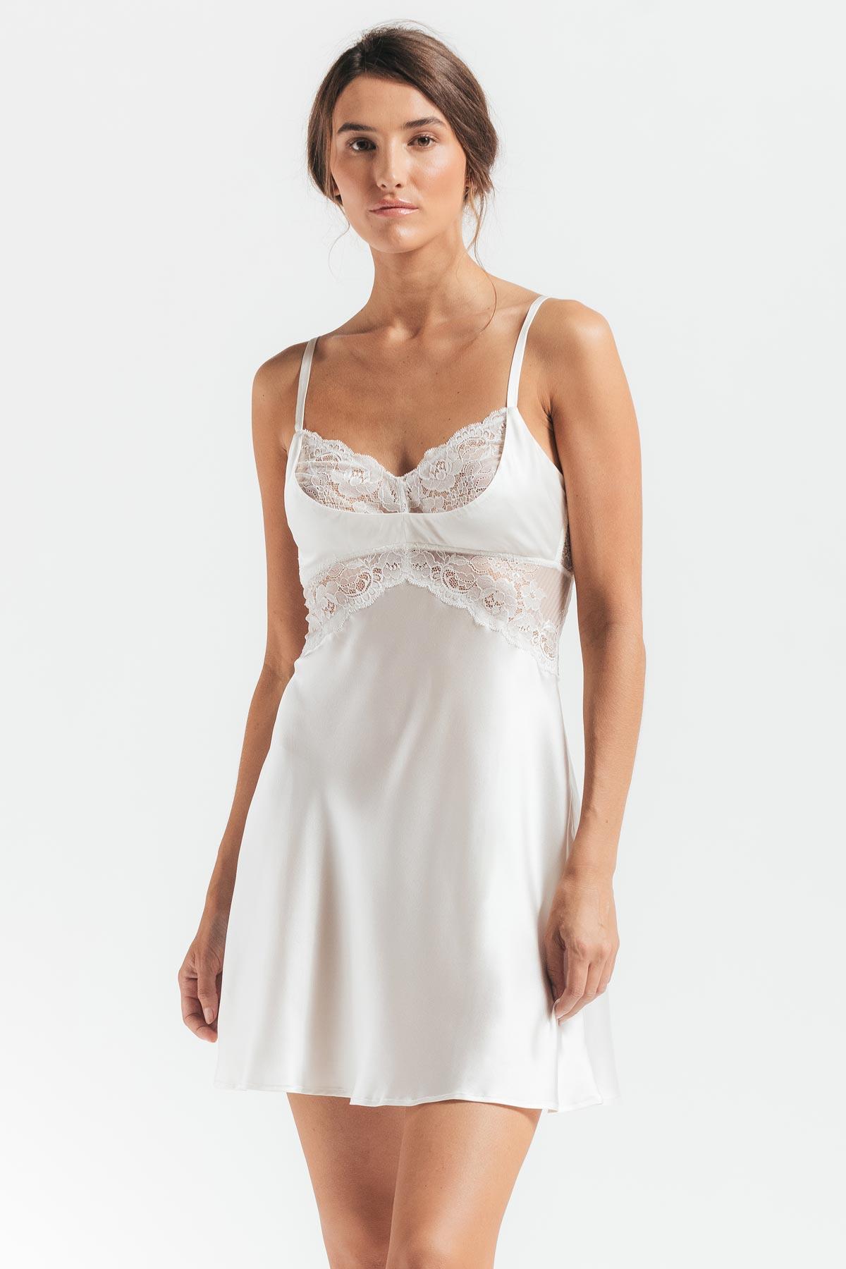 MORGAN CRADLE BUST SILK CHEMISE - Expect Lace