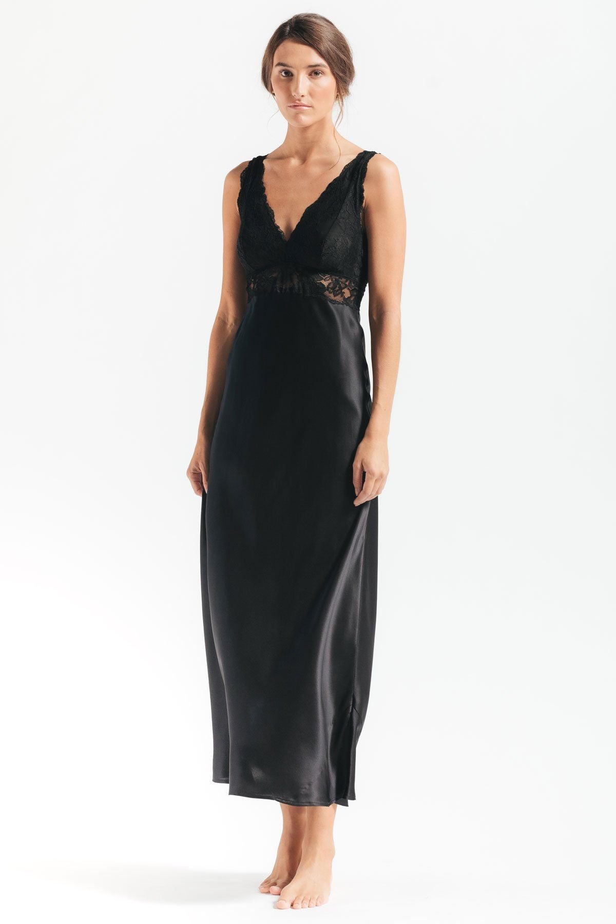 MORGAN ICONIC BUST-SUPPORT LONG SILK GOWN - Expect Lace