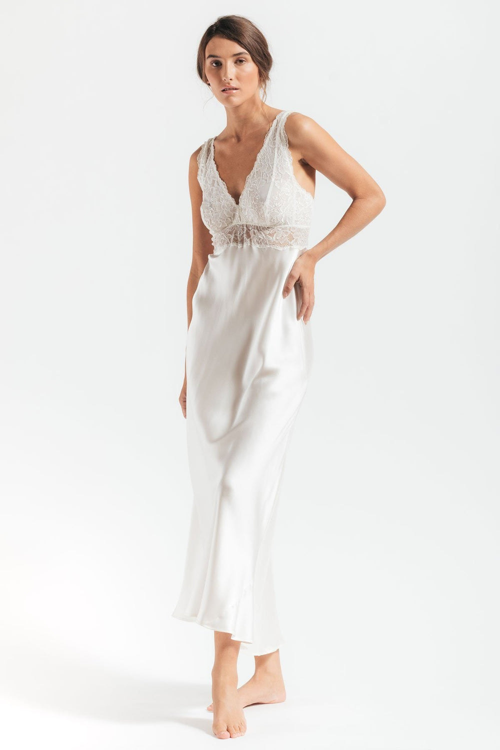 MORGAN ICONIC BUST-SUPPORT LONG SILK GOWN - Expect Lace