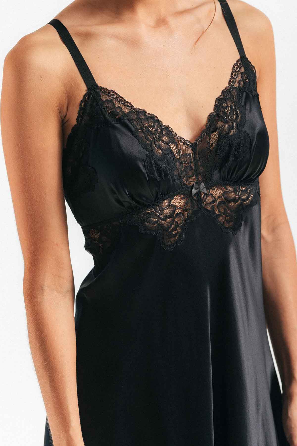 MORGAN VINTAGE LONG SILK GOWN - Expect Lace