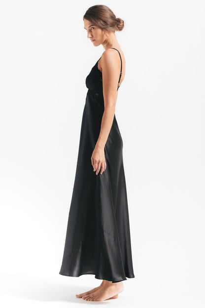 MORGAN VINTAGE LONG SILK GOWN - Expect Lace