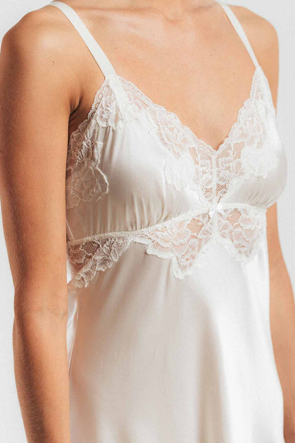 MORGAN VINTAGE LONG SILK GOWN - Expect Lace