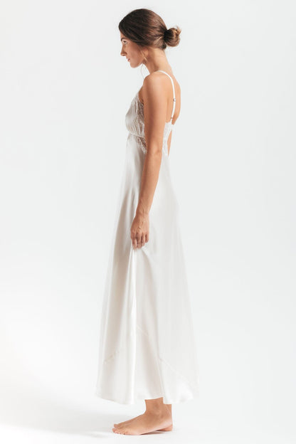 MORGAN VINTAGE LONG SILK GOWN - Expect Lace