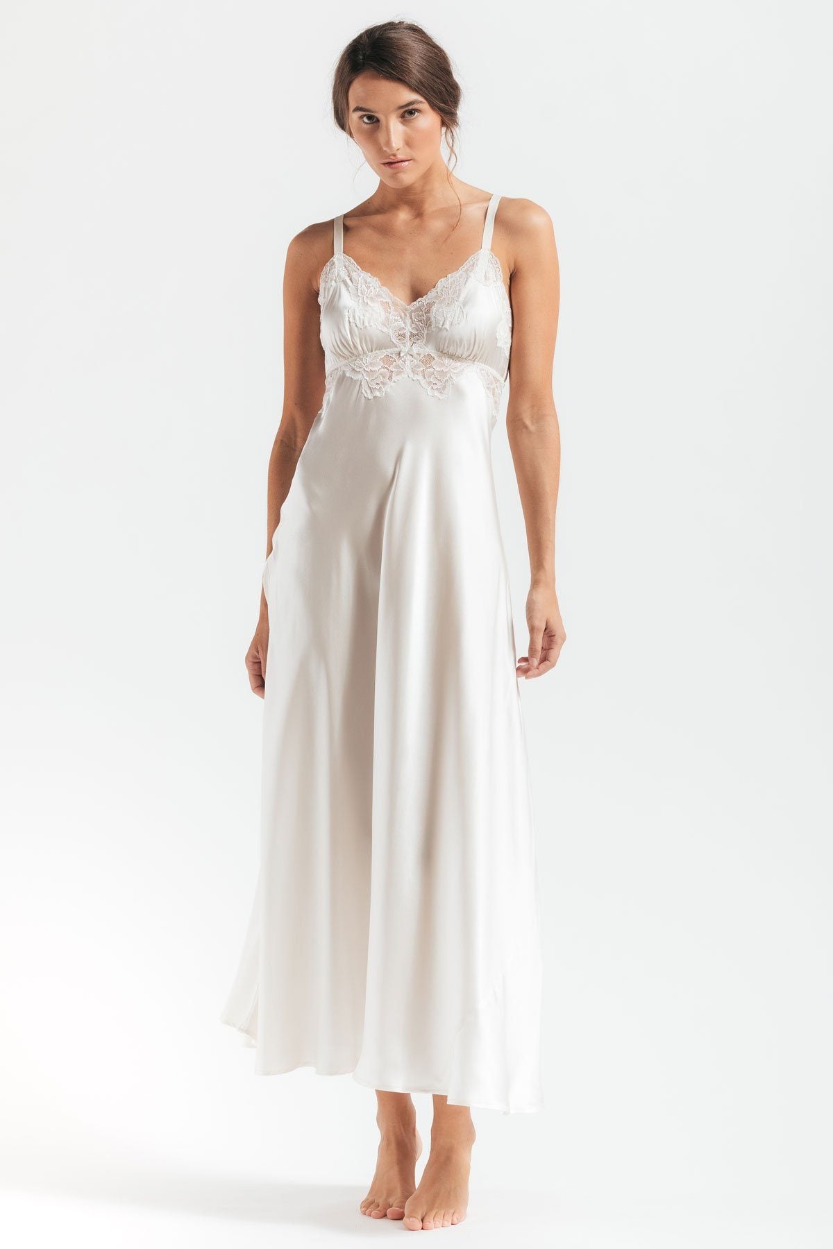 MORGAN VINTAGE LONG SILK GOWN - Expect Lace